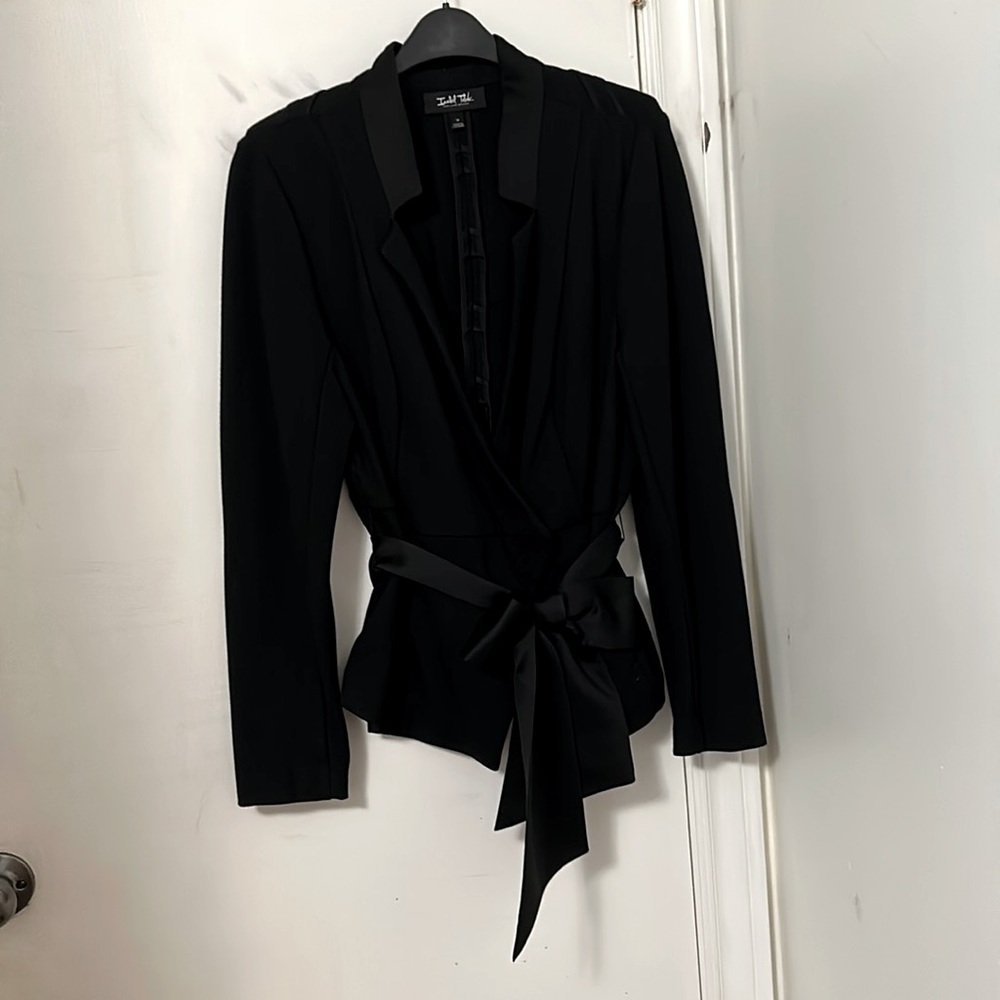 Black Fashion Blazer with Satin Bow front